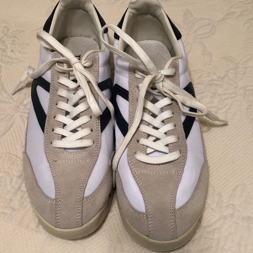 Tretorn Rawlins  White and Tan with Navy Blue accent Womens sneakers.